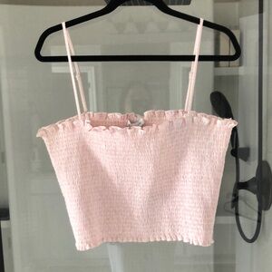 Gianni Bini Pink gingham  Ulla smocked cropped top coquette NWT XL VTG
